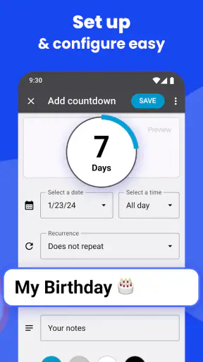 Aftellen app dagen - Countdown screenshot