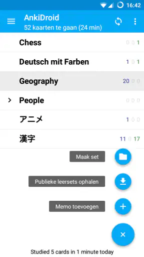 AnkiDroid flitskaarten screenshot