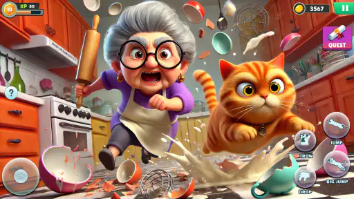 Bad Cat Chaos: Prank Gran Sim screenshot