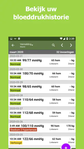Bloeddruktracker screenshot