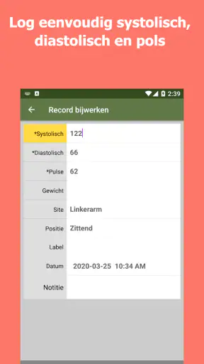 Bloeddruktracker screenshot