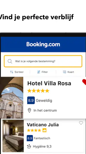 Booking.com Hotelreserveringen screenshot