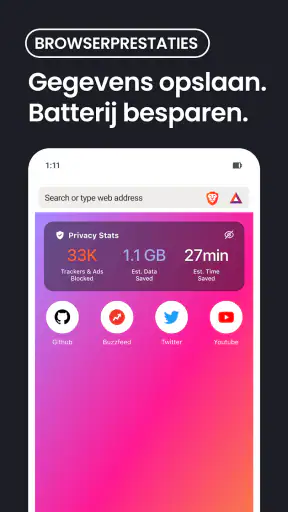 Brave privé-webbrowser screenshot