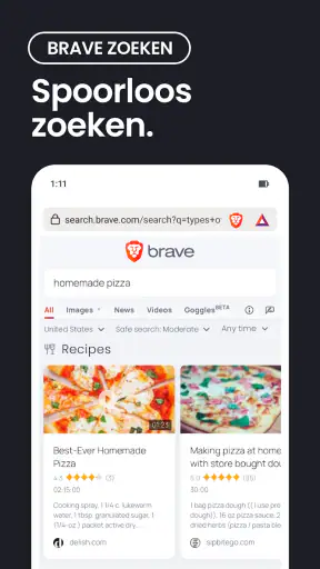 Brave privé-webbrowser screenshot