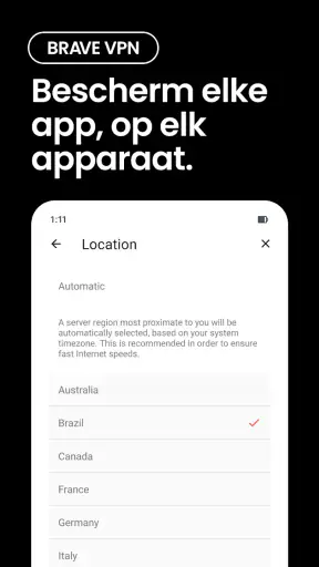 Brave privé-webbrowser screenshot