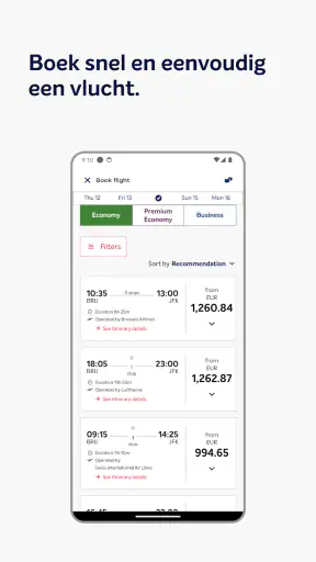Brussels Airlines screenshot