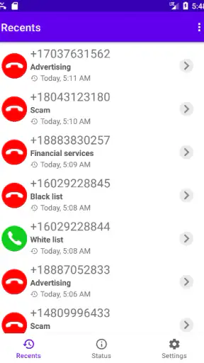 Call Filter screenshot