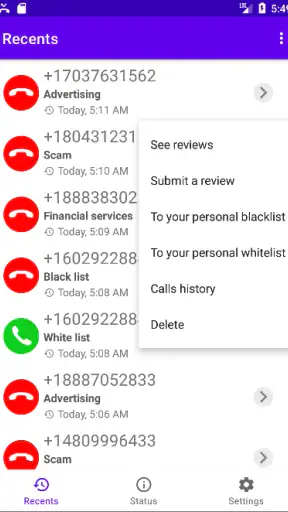 Call Filter screenshot