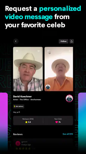 Cameo - Personal celeb videos screenshot