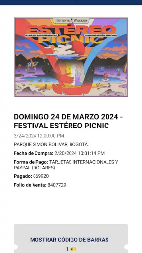 eticket Colombia screenshot