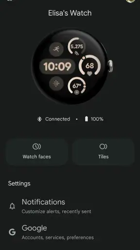 Google Pixel Watch screenshot