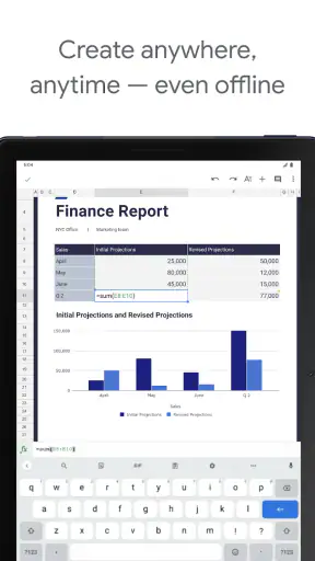 Google Spreadsheets screenshot