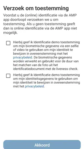 Identificatie app AMP Groep screenshot