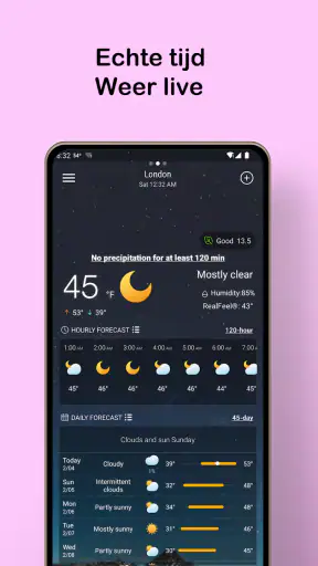 Lokale weersvoorspelling screenshot