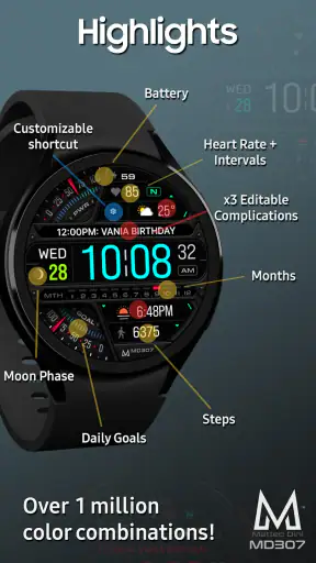 MD307 Digital watch face screenshot