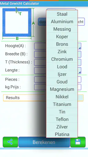 Metal Gewicht Calculator (Pro) screenshot
