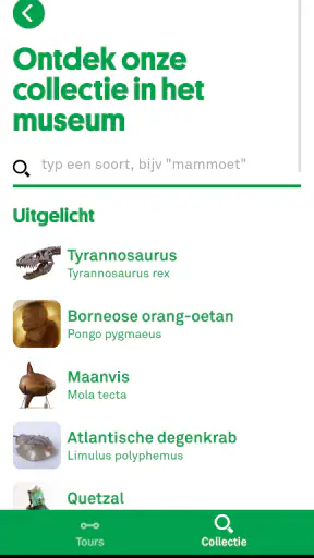Naturalis museumapp screenshot