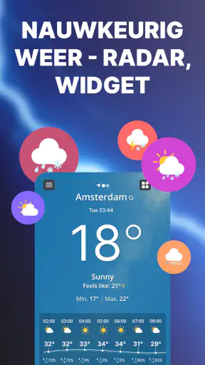 Nauwkeurig weer. Radar, widget screenshot