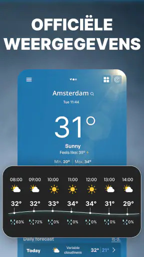 Nauwkeurig weer. Radar, widget screenshot