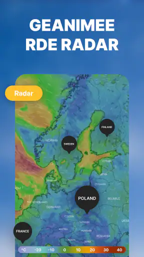 Nauwkeurig weer. Radar, widget screenshot