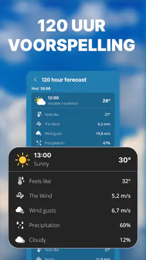 Nauwkeurig weer. Radar, widget screenshot