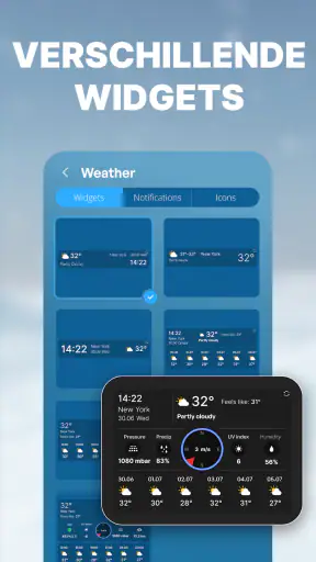 Nauwkeurig weer. Radar, widget screenshot