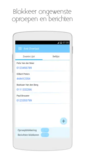 Nummer en SMS blokkeren app screenshot