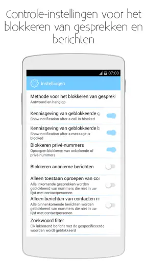 Nummer en SMS blokkeren app screenshot