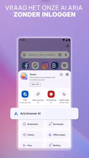 Opera-browser met AI screenshot