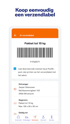 PostNL screenshot