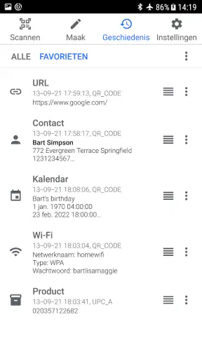 QR-codelezer & QR-scanner screenshot