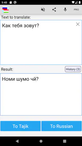 Russische tadjik vertaler screenshot
