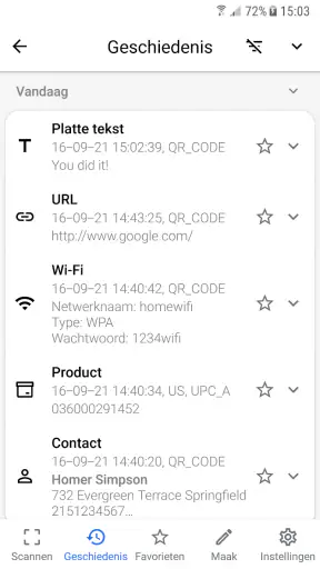 Scanner voor QR- en barcodes screenshot