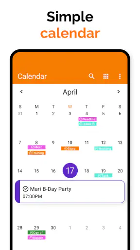 Simple Calendar screenshot