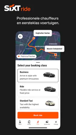 SIXT rent. share. ride. plus. screenshot