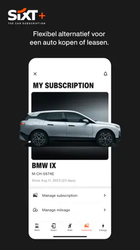 SIXT rent. share. ride. plus. screenshot