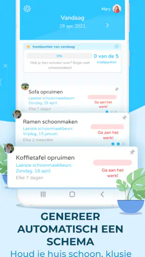 Sweepy Huishoudelijke planning screenshot