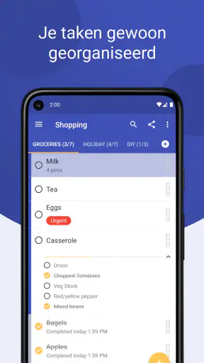 Tasks: takenlijst & taken screenshot