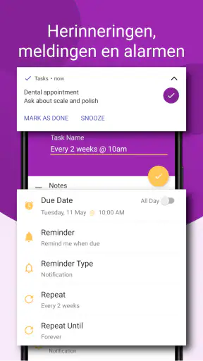 Tasks: takenlijst & taken screenshot