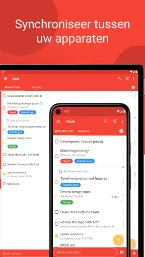 Tasks: takenlijst & taken screenshot