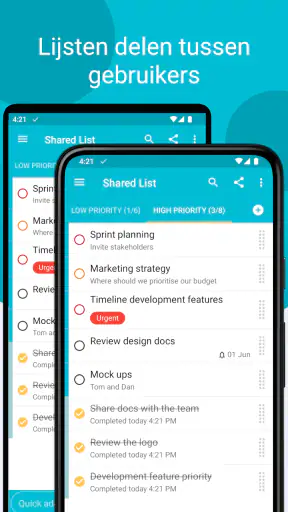 Tasks: takenlijst & taken screenshot
