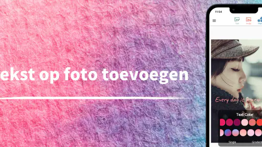 Tekst op foto toevoegen screenshot