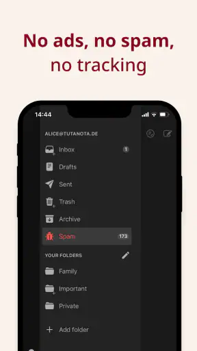 Tuta: beveiligde e-mail screenshot