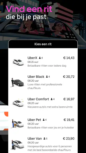 Uber - Vraag een rit aan screenshot