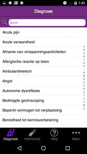 Verpleegk. interventies (NIC) screenshot