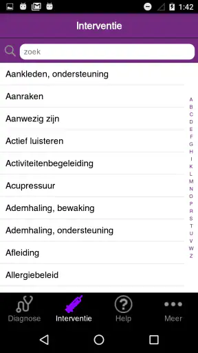 Verpleegk. interventies (NIC) screenshot