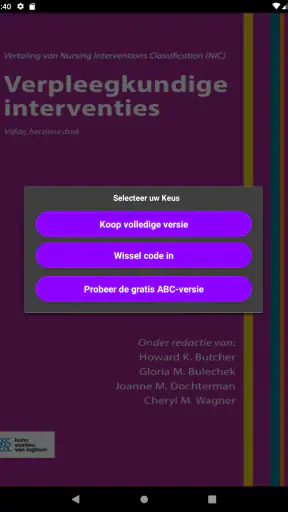 Verpleegk. interventies (NIC) screenshot