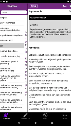 Verpleegk. interventies (NIC) screenshot