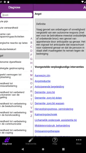 Verpleegk. interventies (NIC) screenshot