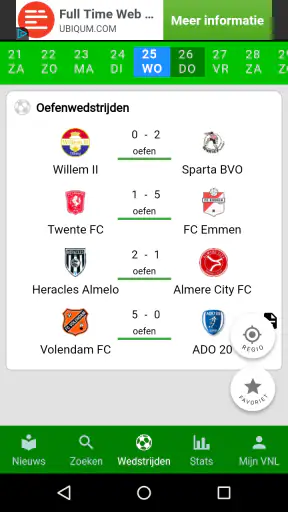 Voetbalnederland Liveuitslagen screenshot